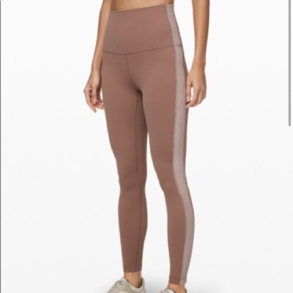 Lululemon velvet lined align super high rise 28”leggings sz 4 dusty mauve pink